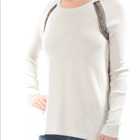 Rachel Roy Embellished White Beige Sweater Small - Picture 4 of 4